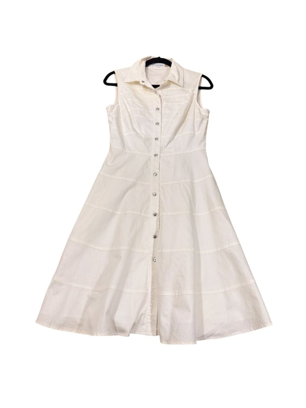 Calvin Klein Women's White Sleeveless Button Front Fit & Flare Dress Size 6